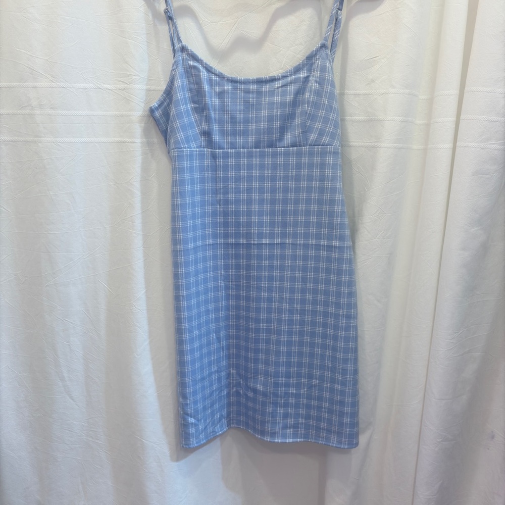Brandy Melville Light Blue Checkered Dress OSFA or Small